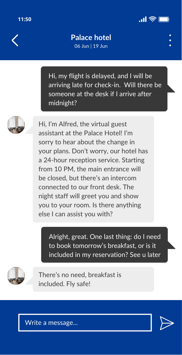 booking chat with alfred